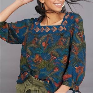 FARM Rio by Anthropologie Bianca Colorful Paradise Blouse L